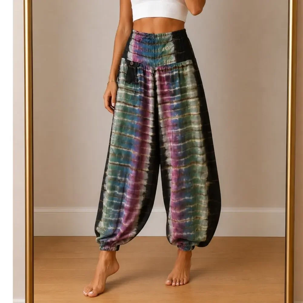 Earthbound Trading Co🌿Tie Dye Harem Pants Women’s Small Boho Festival Lounge - Picture 1 of 8